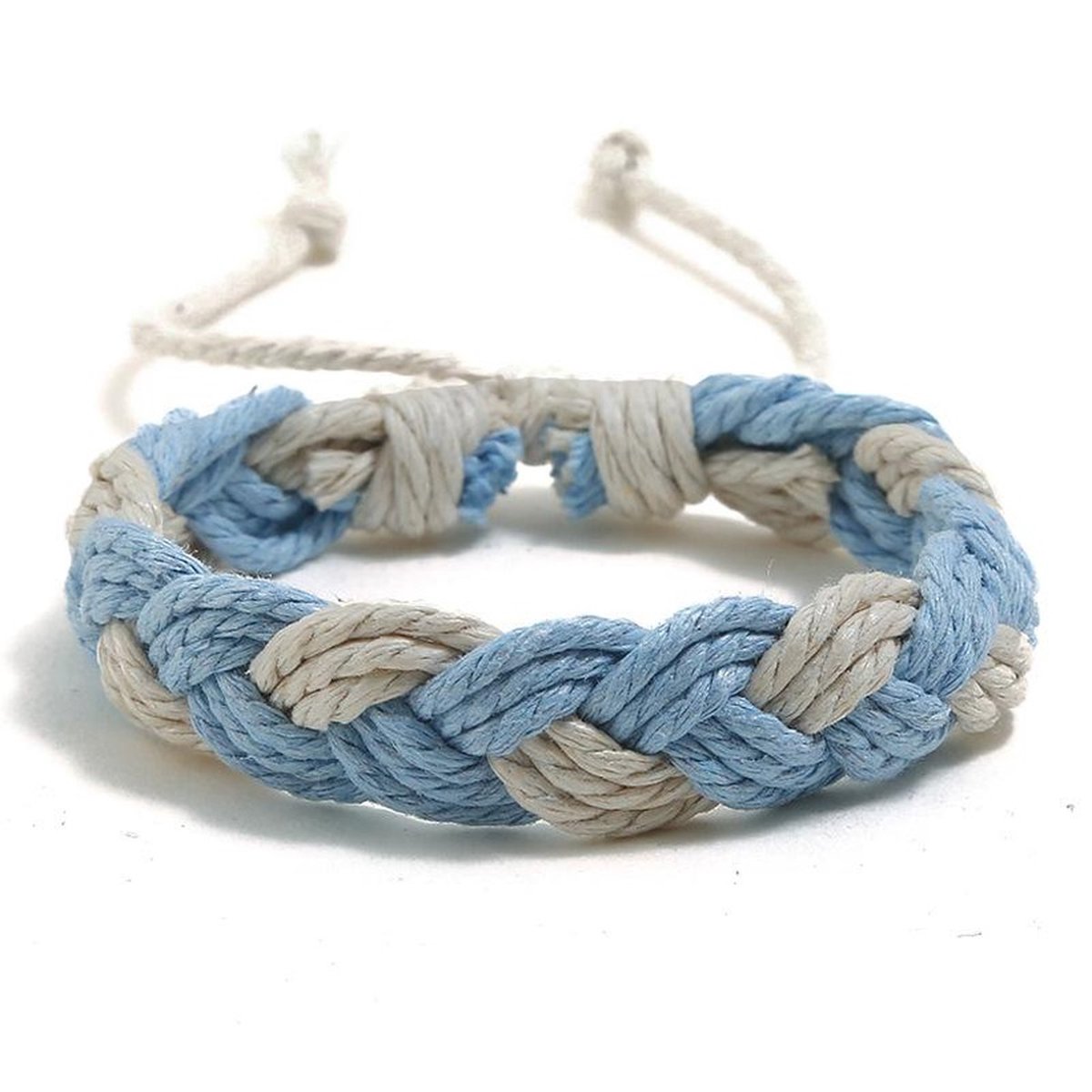 Megasieraden Aqua Breeze Bracelet - Frisse Armband - Blauw-Witte Gevlochten Armband