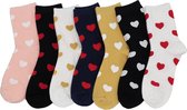 Sokken Dames 3 paar / wit / roze / goud - print hart / hartjers - random / mix - 36-40