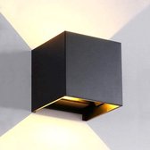 BOTC Wandlamp - 12W/220V - Wandlamp - Kubus lamp - Voor binnen en buiten - Zwart- 1 stuk