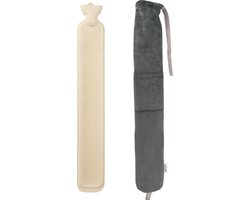 Kufl Extra Lange Grijze Rubberen Warmwaterkruik met Wasbare Fleece Hoes - 80 cm - 2500 ml
