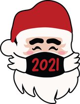 Raamsticker Kerstman 2021 - Kerstman met mondkapje - limited edition - Kerstmis - Herbruikbare raamsticker