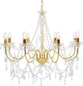 Kroonluchter met kralen 8 x E14-lampen goud