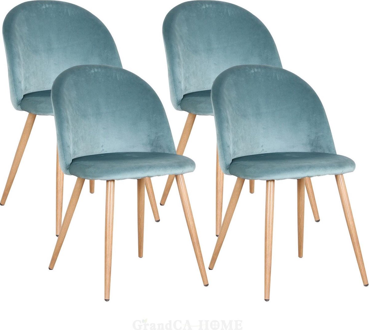 KAMYRA Fluwelen Eetkamerstoelen - Eetkamerstoel - Stijlvol, Ergonomisch & Comfortabel - Set van 4 - Blauw Groen