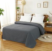 Kamyra® Hoge Kwaliteit Polyester Bedsprei 240x260 - 1 en 2 Persoons - Grijs/Donkergrijs