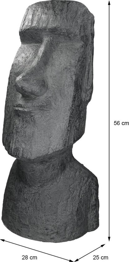 Figurine principale de l'île de Pâques anthracite, 26,5x19x53,5 cm, résine de pierre moulée