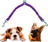 Duo koppelstuk - maakt in een handomdraai een dubbele hondenlijn van uw hondenriem - paars - geschikt voor alle halsbanden en tuigjes