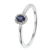 The Jewelry Collection Ring Saffier En Diamant 0.05ct H Si - Witgoud