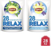 Lipton Thee Pouch 28 Moments to Relax, met kamille, lavendel, linde, vanille, citroenverbena en sinaasappelbladeren - 2 x 28 zakjes - NL-BIO-01