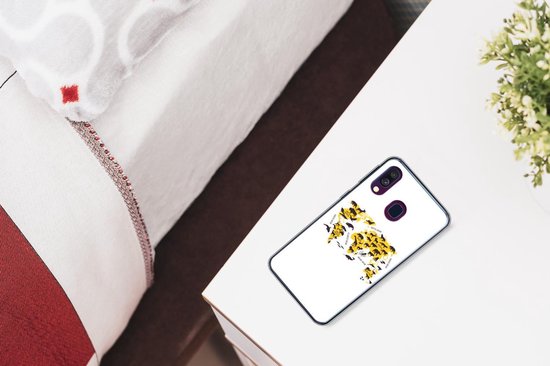 Coque Samsung Galaxy A40 - Wereldkaart - Animaux - Jaune - Siliconen