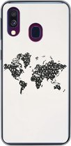Coque Samsung Galaxy A40 - Wereldkaart - Chiffres - Zwart - Coque de téléphone en Siliconen