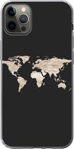 Coque iPhone 12 Pro Max - Wereldkaart - Foin - Marron - Siliconen