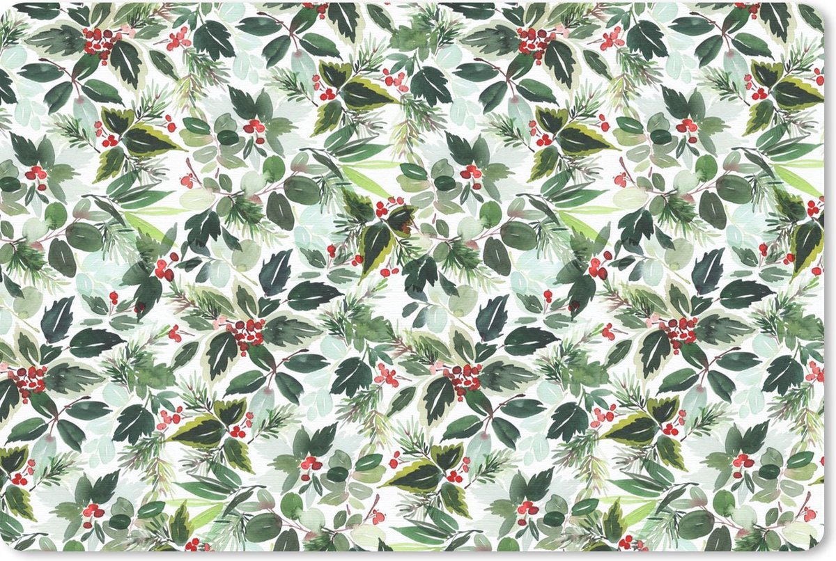 Muismat - Mousepad - Waterverf - Groen - Kerst - 27x18 cm