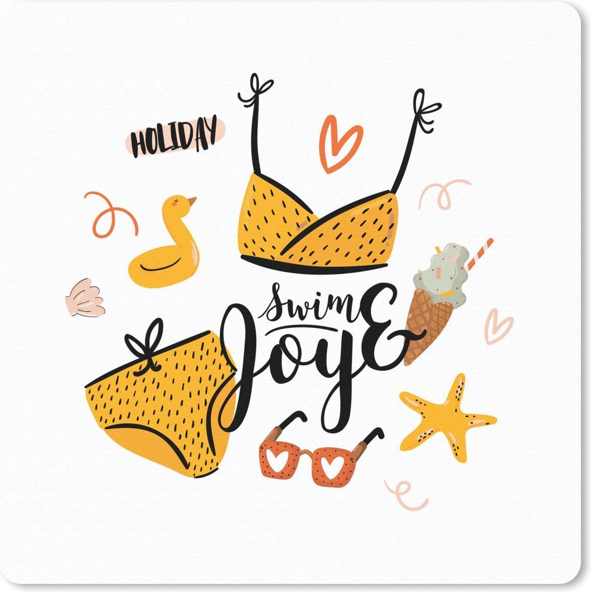 Muismat 30x30 cm - Mousepad Bikini - Geel - Zeester - Muismatten