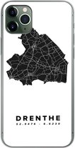 Geschikt voor iPhone 11 Pro Max hoesje - Drenthe - Wegenkaart Nederland - Wit - Siliconen Telefoonhoesje