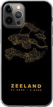 Geschikt voor iPhone 12 Pro hoesje - Zeeland - Nederland - Zwart - Goud - Siliconen Telefoonhoesje