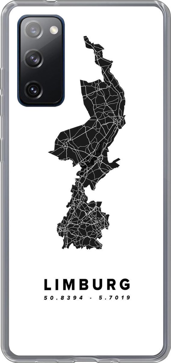 Telefoonhoesje Geschikt voor Samsung Galaxy S20 FE hoesje - Limburg - Nederland - Wegenkaart - Siliconen Telefoonhoesje Telefoonhoesje