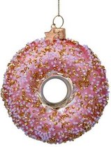 Glazen kerst decoratie donut met decoratie H11cm