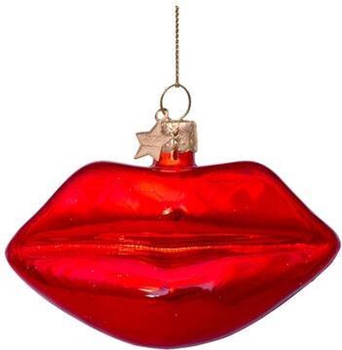 Ornament glass red lips H6cm