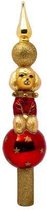 Tree topper red/gold w/blond poodle H26cm w/box