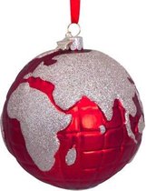 Glazen kerstbal rode wereldbol Vondels x Rode Kruis H10cm