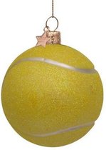 Glazen kerst decoratie groene tennisbal H8.5cm