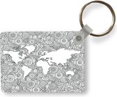 Sleutelhanger - Wereldkaart - Patroon - Zwart - Wit - Uitdeelcadeautjes - Plastic