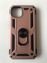 Hoogwaardige Stevige Hybrid Armor Anti shock Magnetische ring back cover case - Geschikt voor iPhone 13 - Schokbestendig TPU met kickstand ring - Rosegoud