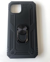 Hoogwaardige Stevige Hybrid Armor Anti shock Magnetische ring back cover case - Geschikt voor iPhone 13 - Schokbestendig TPU met kickstand ring - Zwart