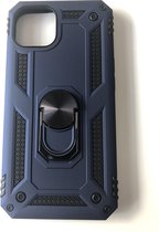 Hoogwaardige Stevige Hybrid Armor Anti shock Magnetische ring back cover case - Geschikt voor iPhone 13 - Schokbestendig TPU met kickstand ring - Blauw