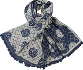 Jessidress® Sjaals Elegante Dames Wintersjaal met elegante print - Donker Blauw