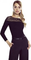 Eldar Latika elegante damesblouse met kant- zwart M