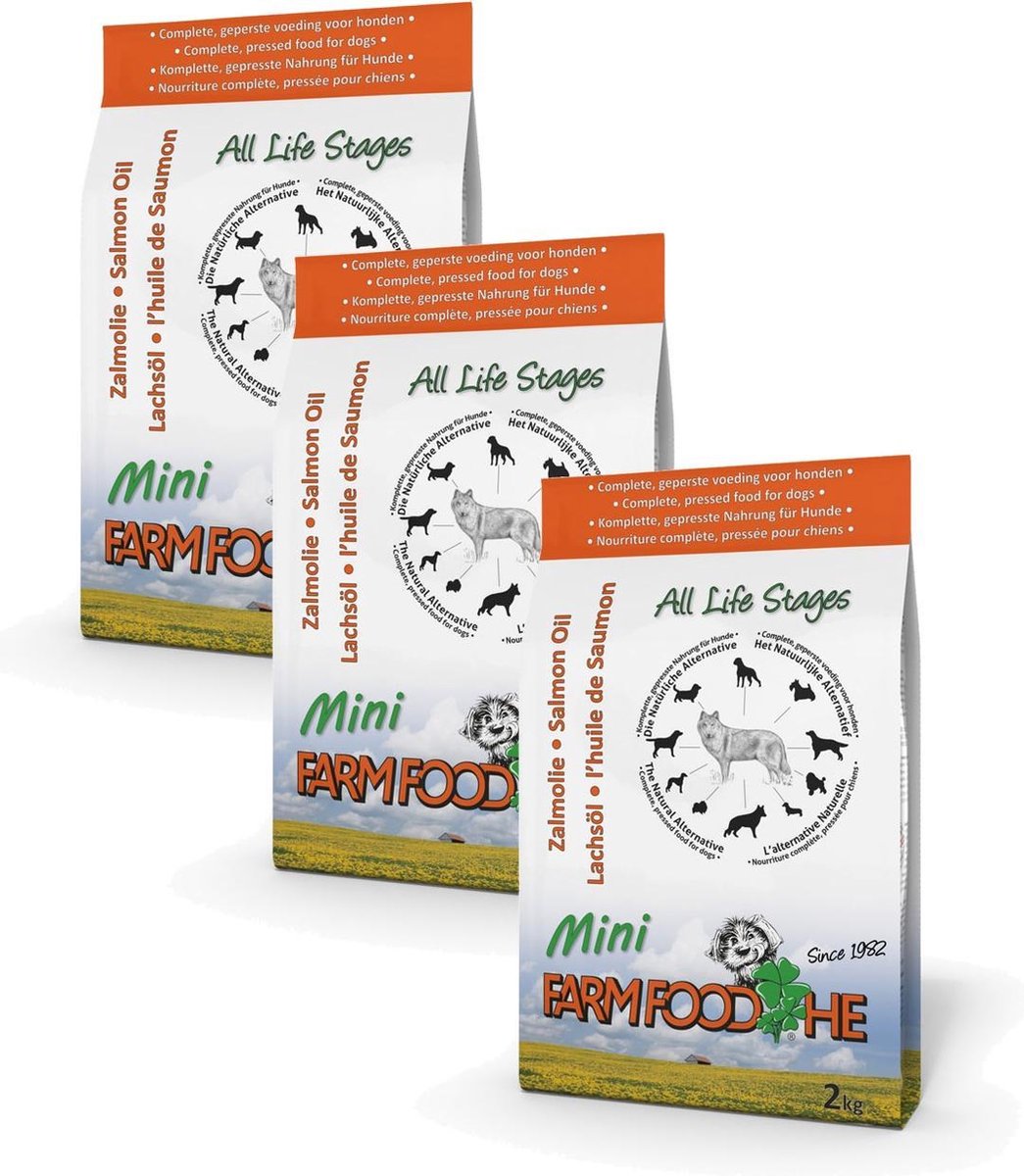 Farm Food Zalmolie Mini Zalm Hondenvoer 3 x 2 kg