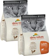 Almo Nature Cat Holistic Adult 2 kg - Nourriture pour chat - 2 x Poulet & Riz Holistic