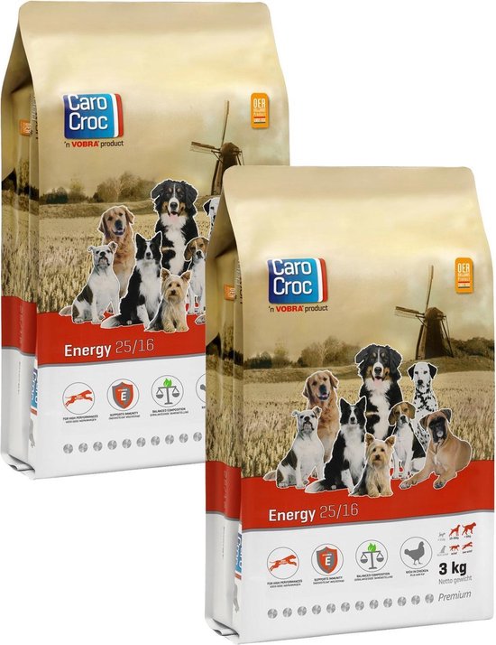 Carocroc Energy Vlees&Gevogelte - Hondenvoer - 2 x 3 kg