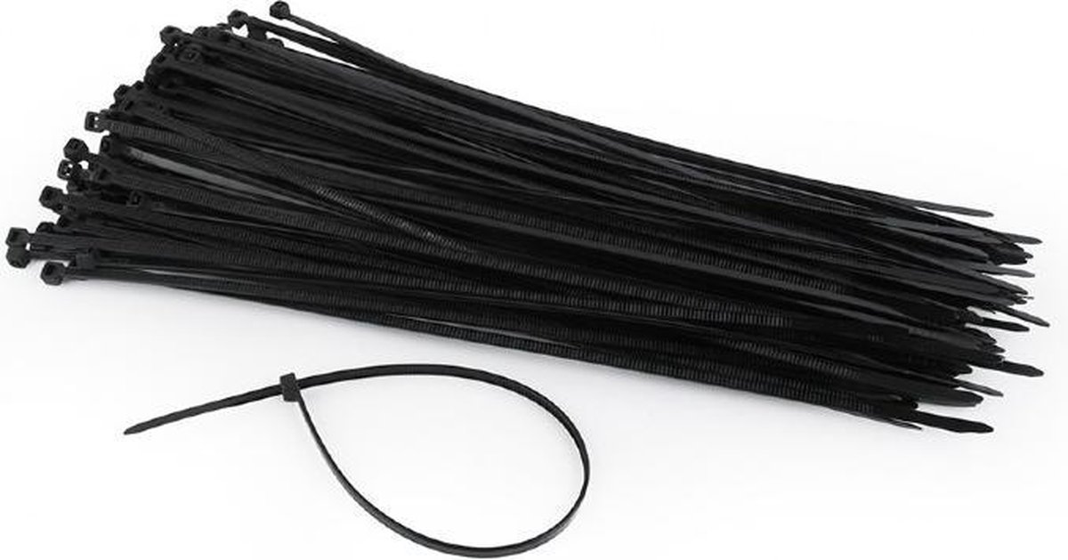 Nylon Tiewraps Kabelbinders - 250 x 3,6 mm - UV-bestendig - 100 stuks - Zwart