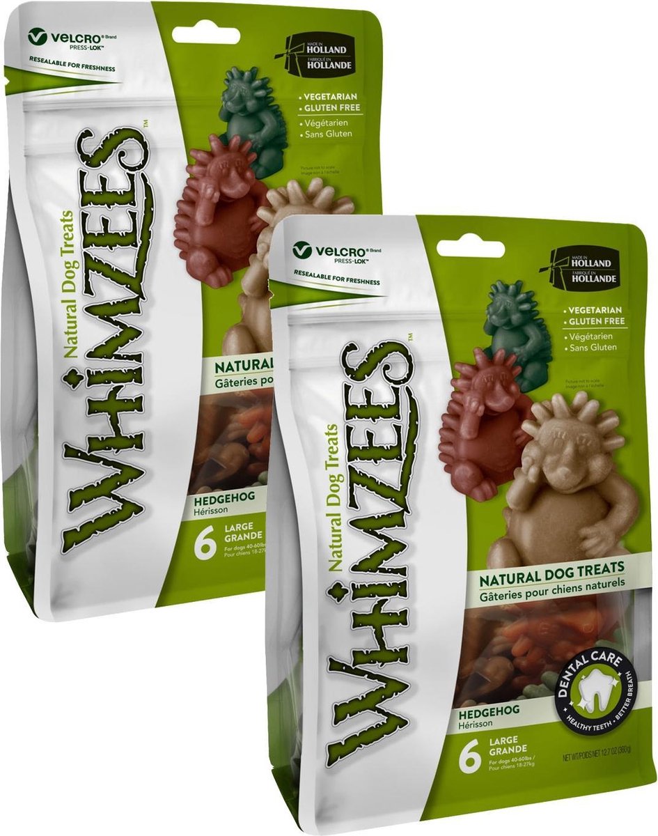 Whimzees Egel Large - Hondensnacks - 2 x 6 x7.6 cm