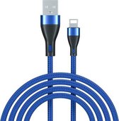 ADC-001 3A USB naar 8-pins geweven snellaaddatakabel, lengte: 2 m (blauw)