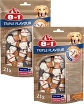 8in1 Delights Kauwknook Triple Flavour - Hondensnacks - 2 x Kip Varken Rund 294 g 21 stuks Xs