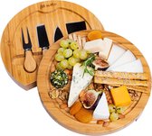 Planche de Service en Bamboe avec Set de Couteaux à fromage - Rond