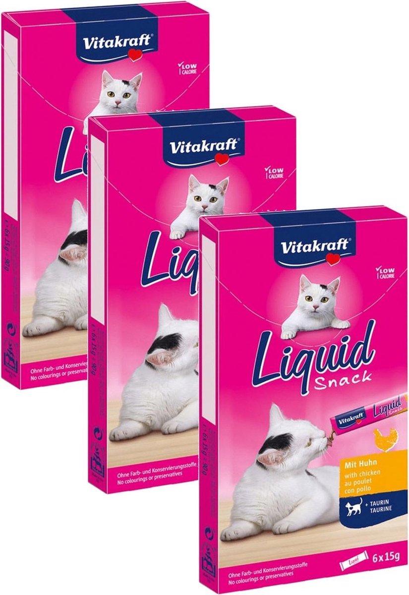 Vitakraft Cat Liquid Snack 6 stuks - Kattensnack x Kip | bol.com