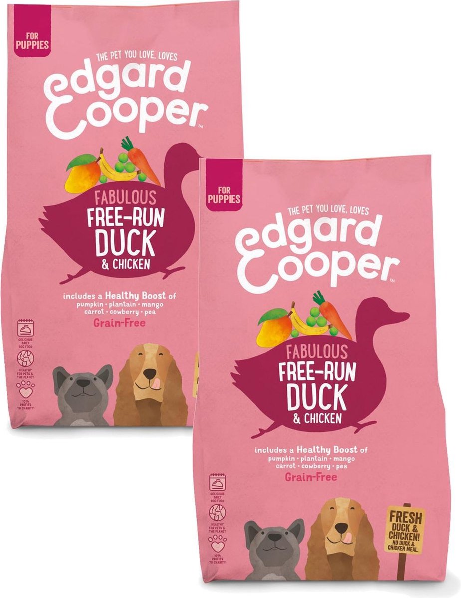 Bol.com Edgard & Cooper Free-Run Duck Puppy Eend&Kip&Banaan - Hondenvoer - 2 x 2.5 kg Graanvrij aanbieding