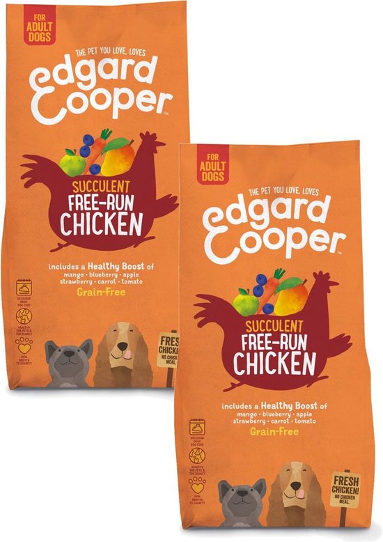 Edgard & Cooper Free-Run Chicken Adult Kip&Mango&Bessen - Hondenvoer - 2 x 12 kg