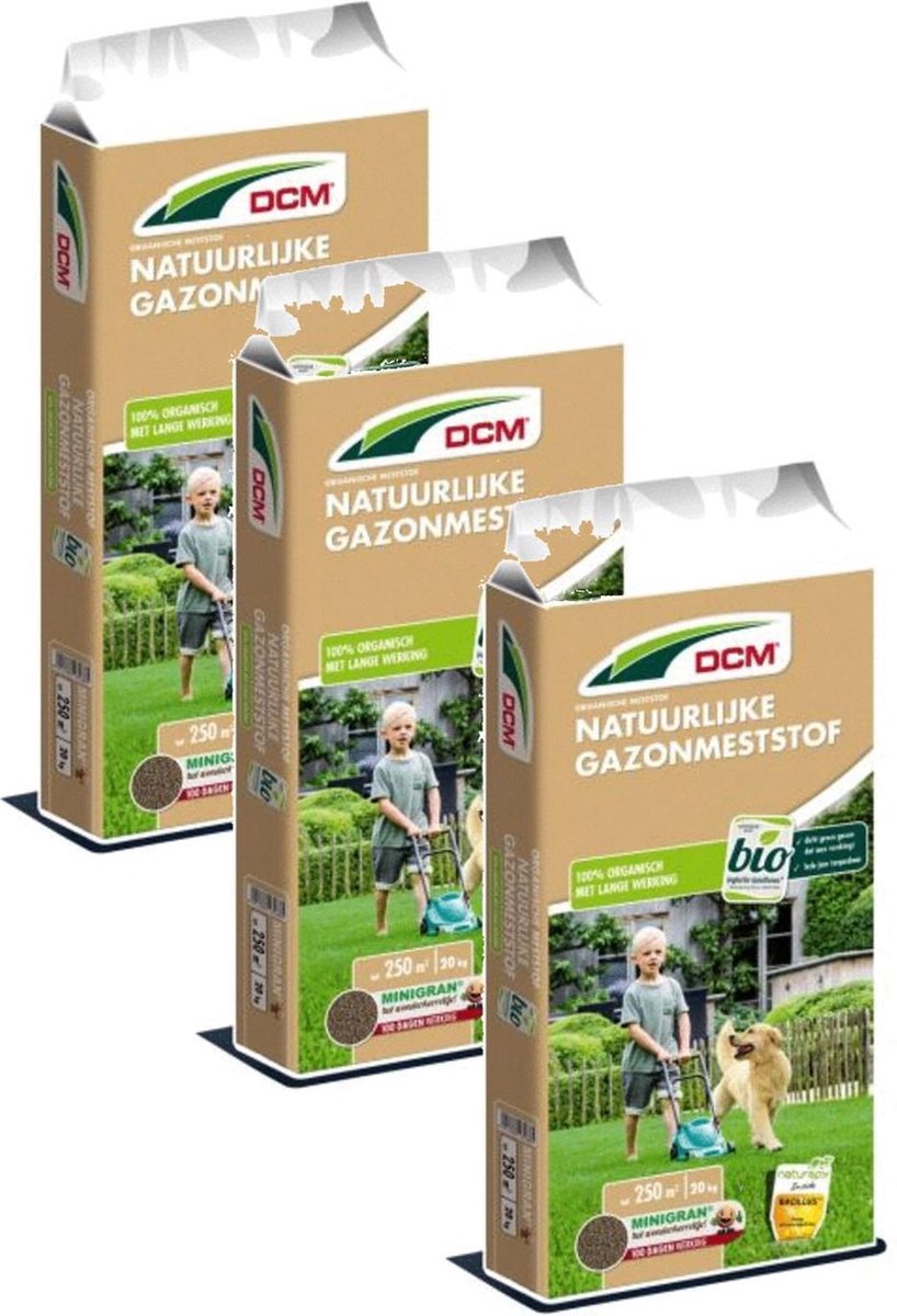 Dcm Natuurlijke Gazonmeststof - Gazonmeststoffen - 3 x 20 kg