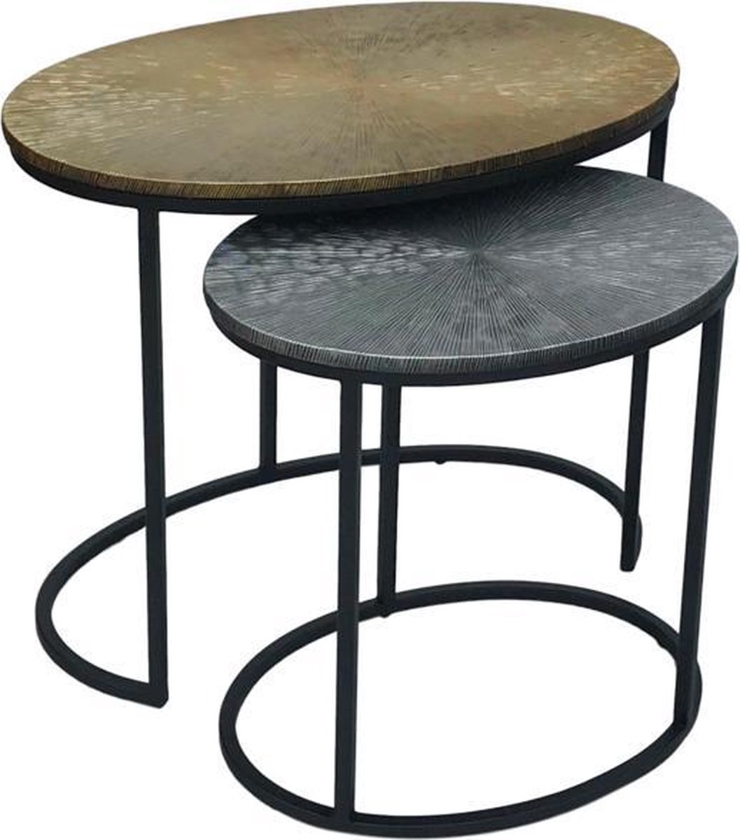 Bijzettafel Set van 2 - Industriële Set Bijzettafels - Salontafel - Salontafels - 55 x 35 x 45 cm