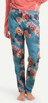 Cyell HORTUS DREAM dames pyjamabroek lang - Blauwe bloemenprint - Maat 40 Blauw met rozekleurige bloemen maat 40 (L)
