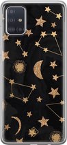 Samsung A71 hoesje siliconen - Counting the stars | Samsung Galaxy A71 case | zwart | TPU backcover transparant