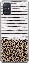 Samsung A71 hoesje siliconen - Luipaard strepen | Samsung Galaxy A71 case | Bruin/beige | TPU backcover transparant