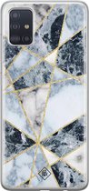 Samsung A71 hoesje siliconen - Marmer blauw | Samsung Galaxy A71 case | blauw | TPU backcover transparant