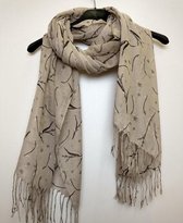 Lange dames sjaal Colette beige zwart