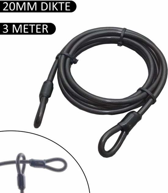 Câble Antivol Stahlex Pour Vélo - Acier Corde 3000x20mm, Verrouillage Par Clé, Protection Antivol